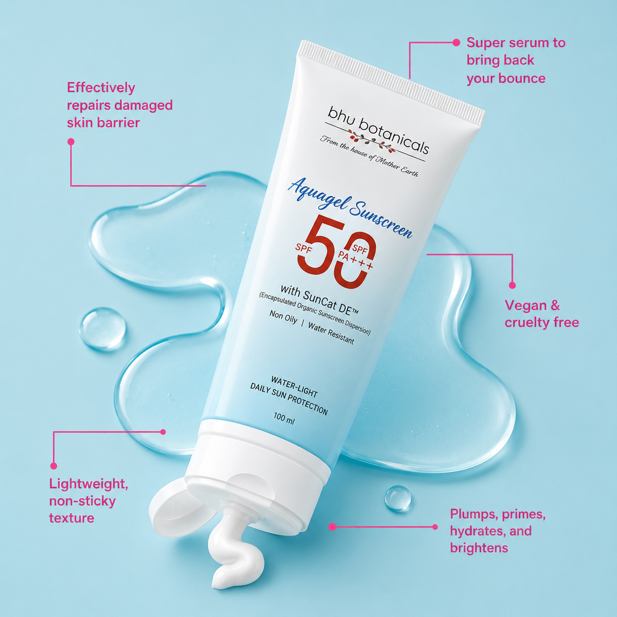 Aquagel Sunscreen SPF-50 PA+++ (Broad Spectrum Protection UVA/UVB) 100ml