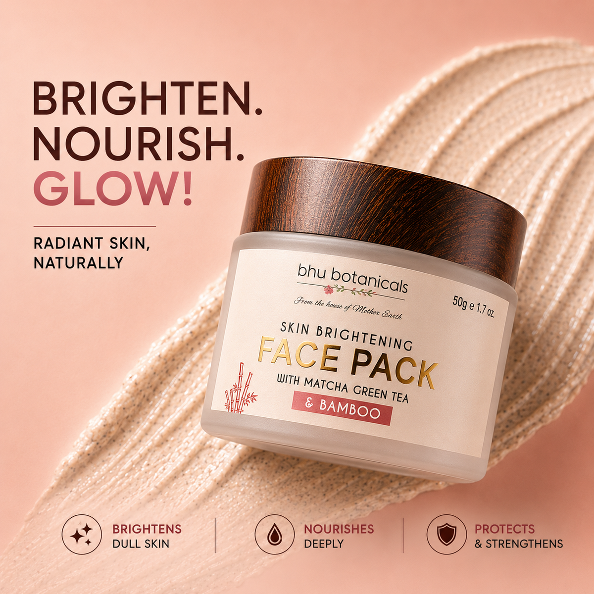 Skin Brightening Face Pack (with Matcha Green Tea & Bamboo) 50g