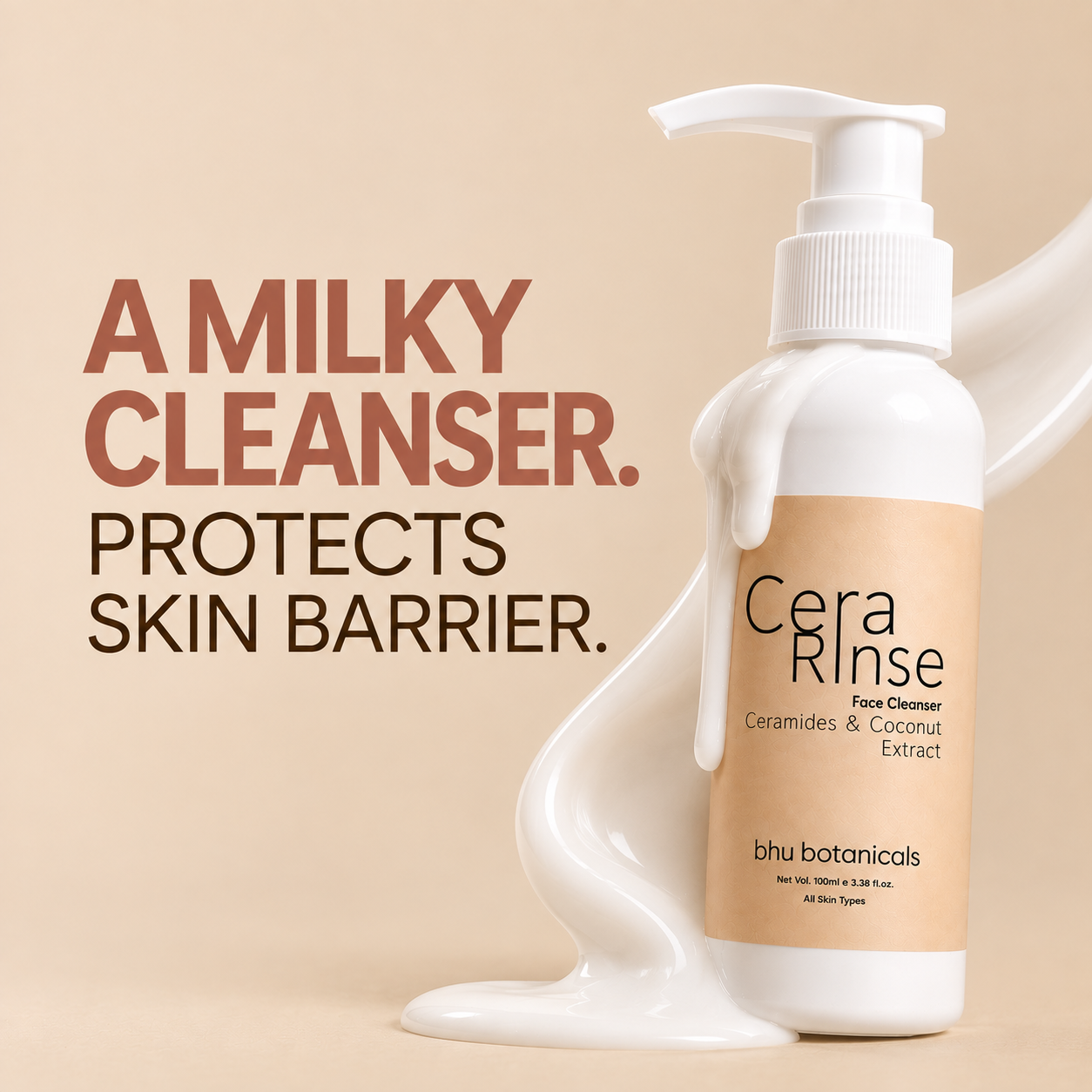 CeraRinse - Soap Free Face cleanser (Ceramides & Coconut Extract) 100ml
