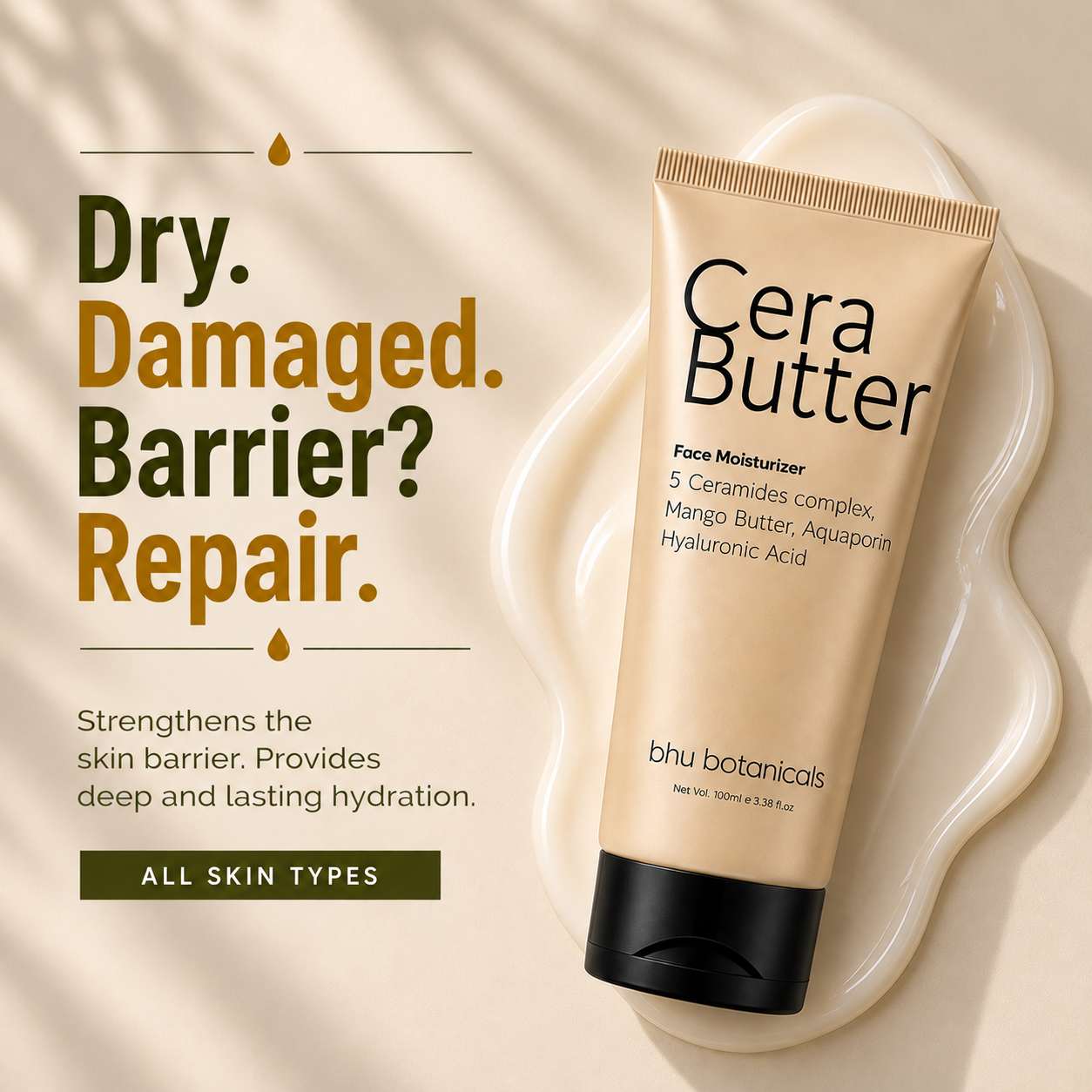 Cera Butter- Face Moisturiser (5 Ceramides complex with Mango Butter, Aquaporin, Hyaluronic Acid) 100ml
