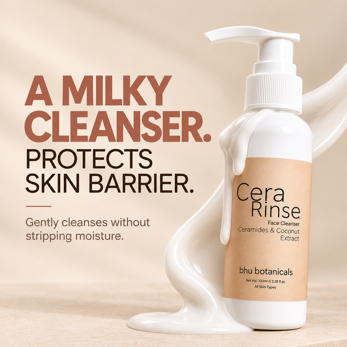 CeraRinse - Soap Free Face cleanser (Ceramides & Coconut Extract) 100ml