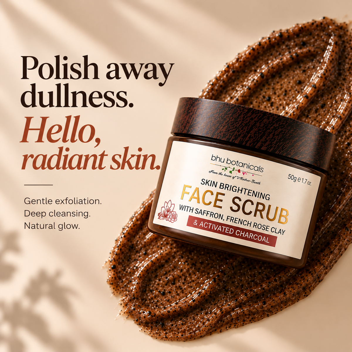 Face Scrub (with Saffron, French Rose Clay & Activated Charcoal) 50g