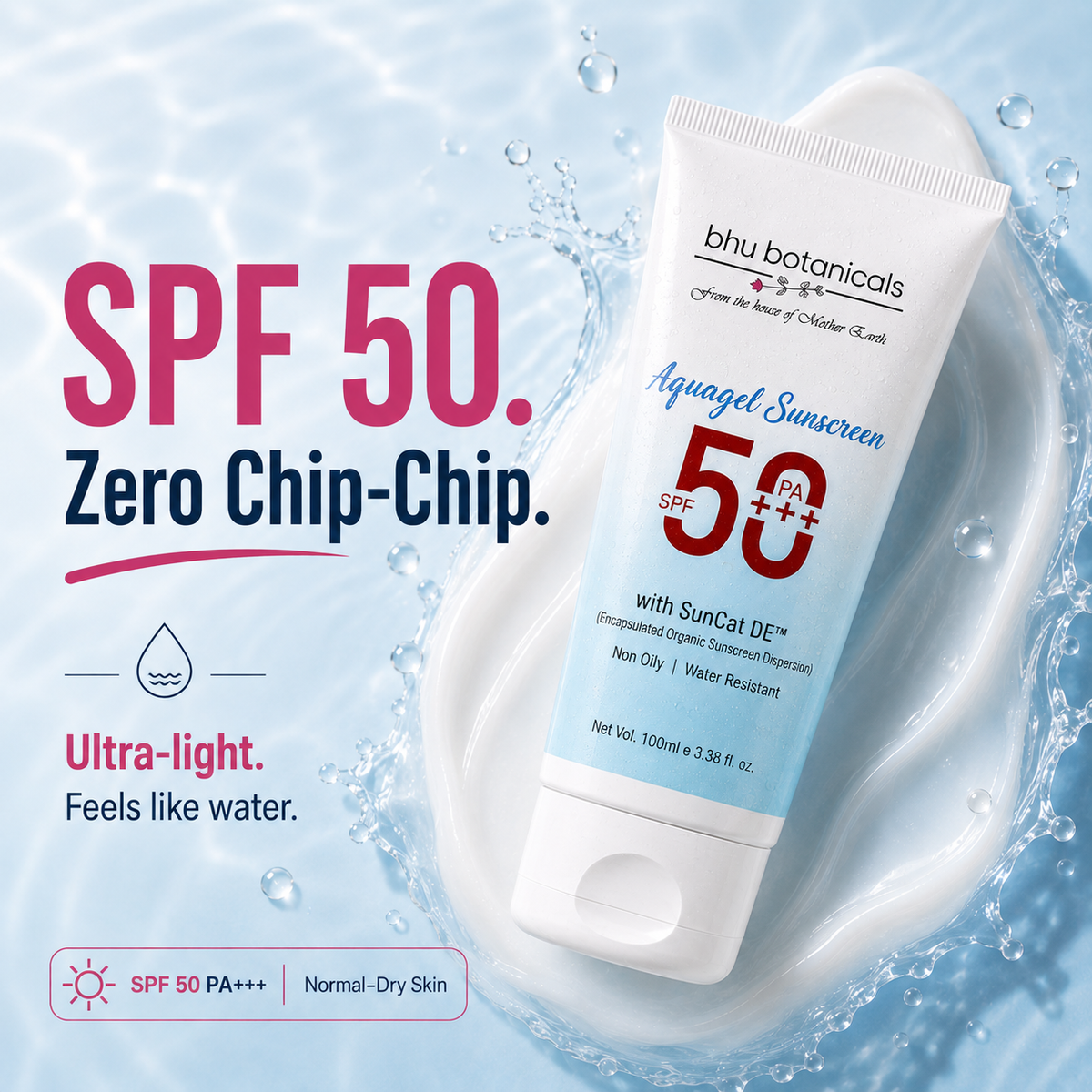 Aquagel Sunscreen SPF-50 PA+++ (Broad Spectrum Protection UVA/UVB) 100ml