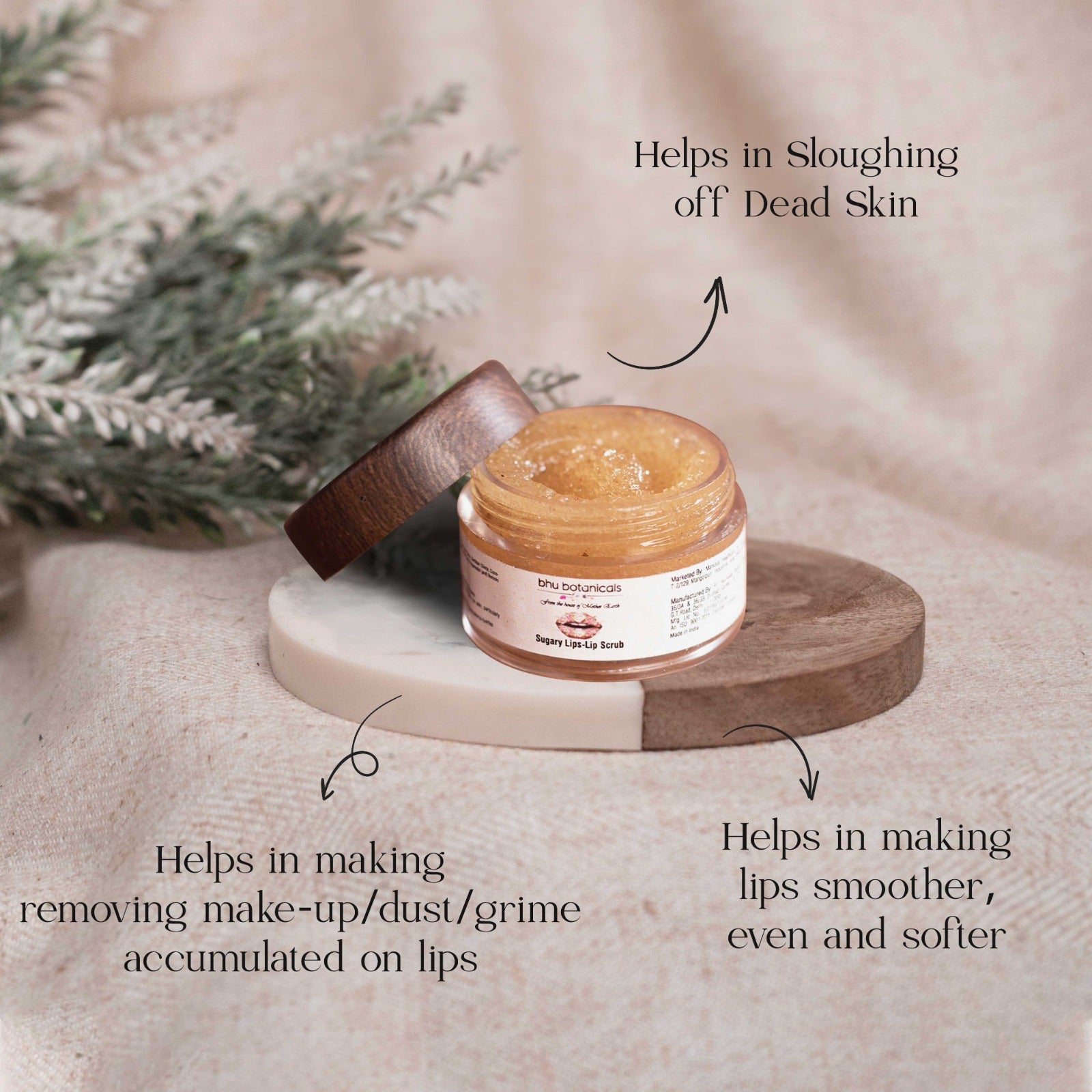 Sugary Lips-Lip Scrub (with Cane Sugar, Sunflower Oil & Mango Butter) 15gm