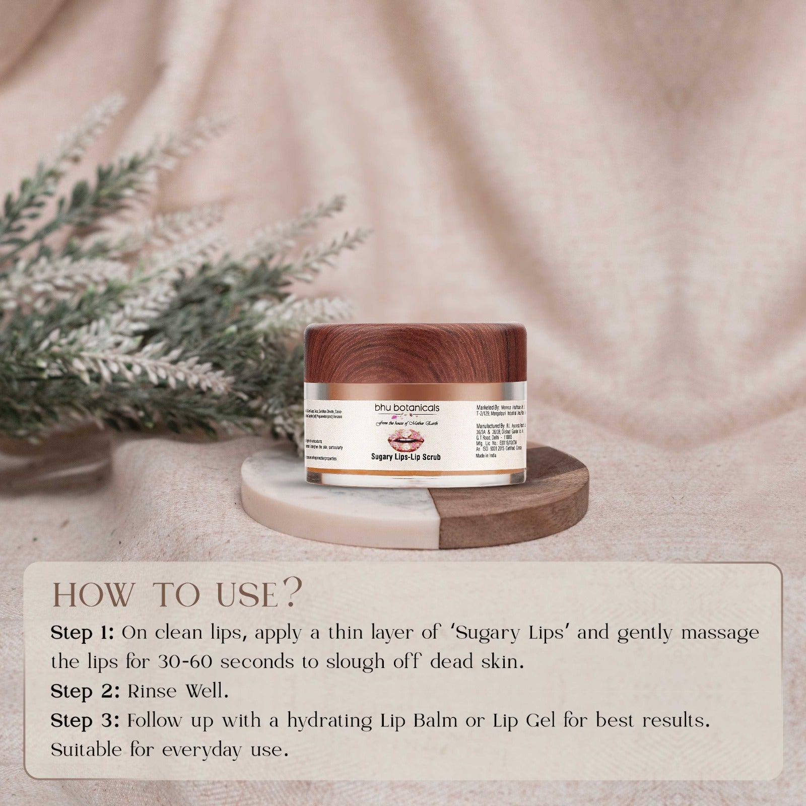 Sugary Lips-Lip Scrub (with Cane Sugar, Sunflower Oil & Mango Butter) 15gm