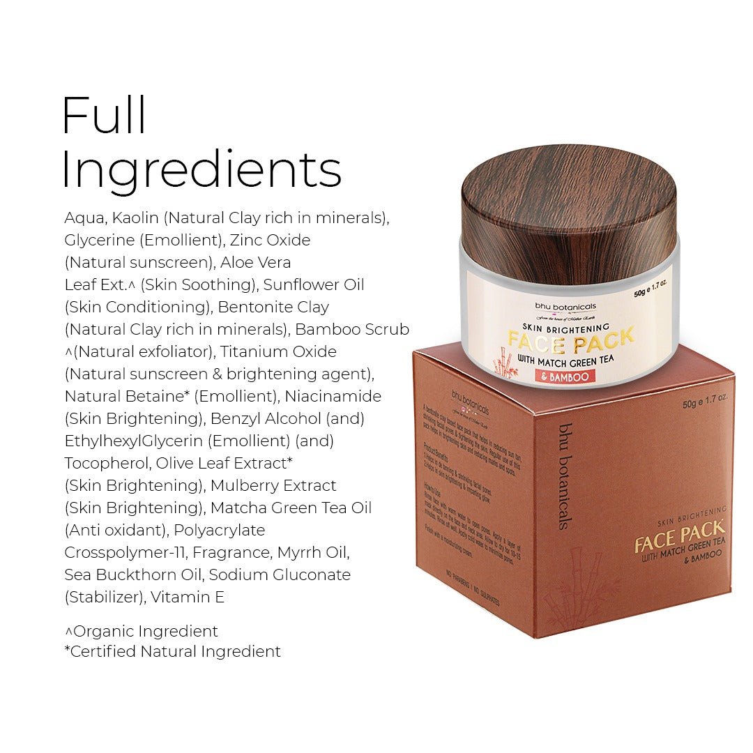 Skin Brightening Face Pack (with Matcha Green Tea & Bamboo) 50g