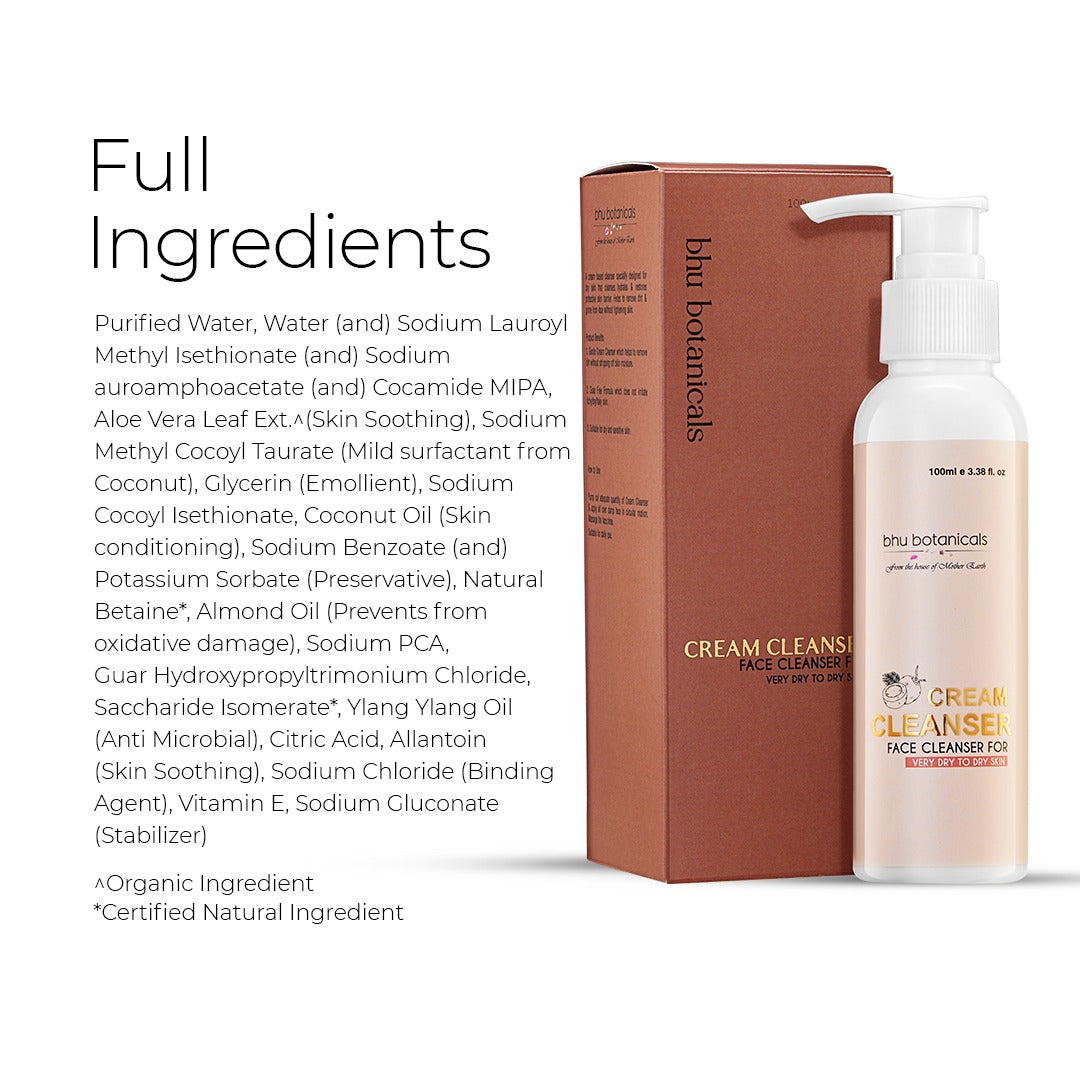 Cream Cleanser- Face Wash for Dry to Very Dry Skin & Sensitive Skin- 100 ml