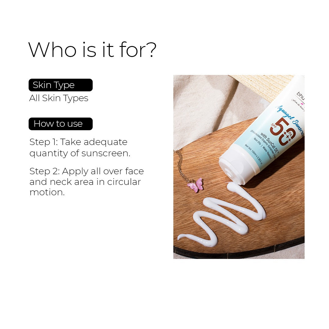 Aquagel Sunscreen SPF-50 PA+++ (Broad Spectrum Protection UVA/UVB) 100ml