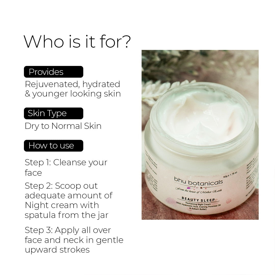 Beauty Sleep - Revitalizing Night Cream (with Hyaluronic Acid, Evening Primrose & Kokum Butter) 50g
