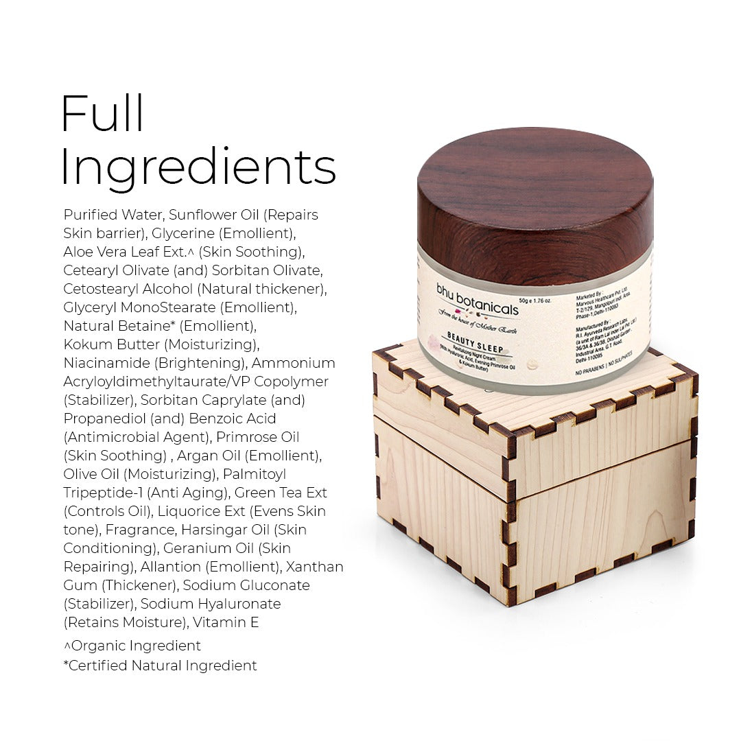 Beauty Sleep - Revitalizing Night Cream (with Hyaluronic Acid, Evening Primrose & Kokum Butter) 50g