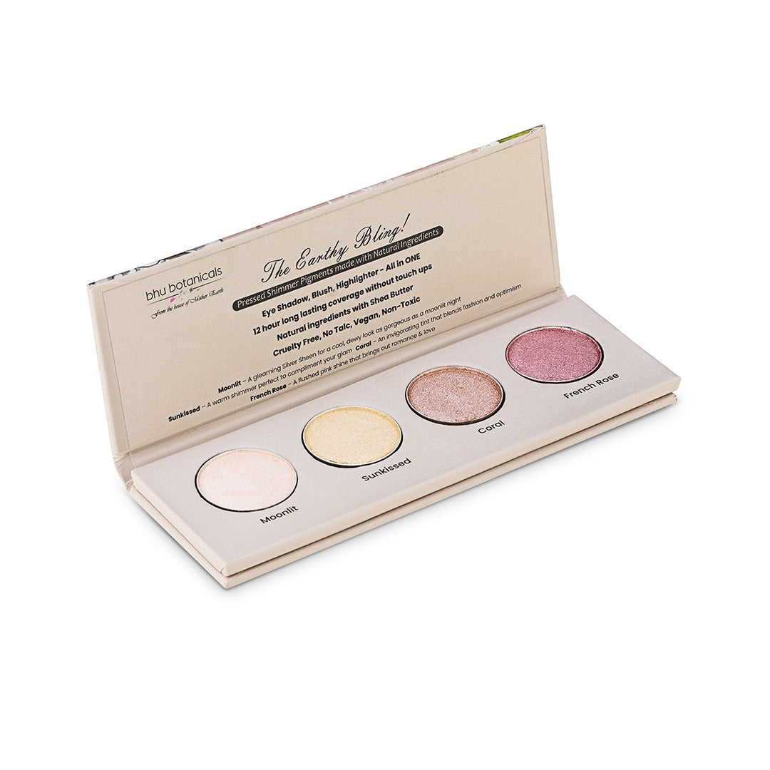 The Earthy Bling - 3 in 1 Pressed Shimmer Natural Pigments (1.7gm x 4)