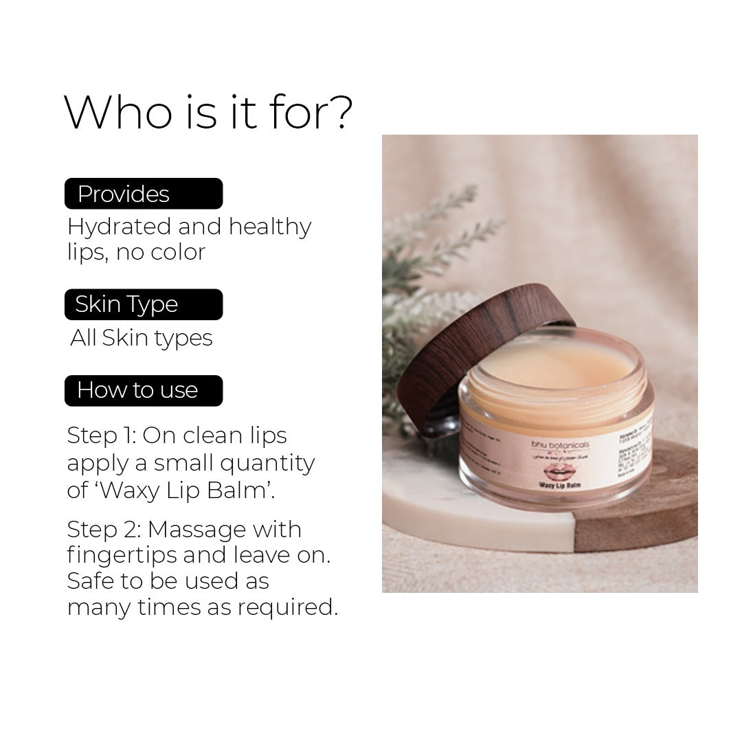 Waxy Lip Balm (with Beeswax, Avocado Oil & Shea Butter) 15gm