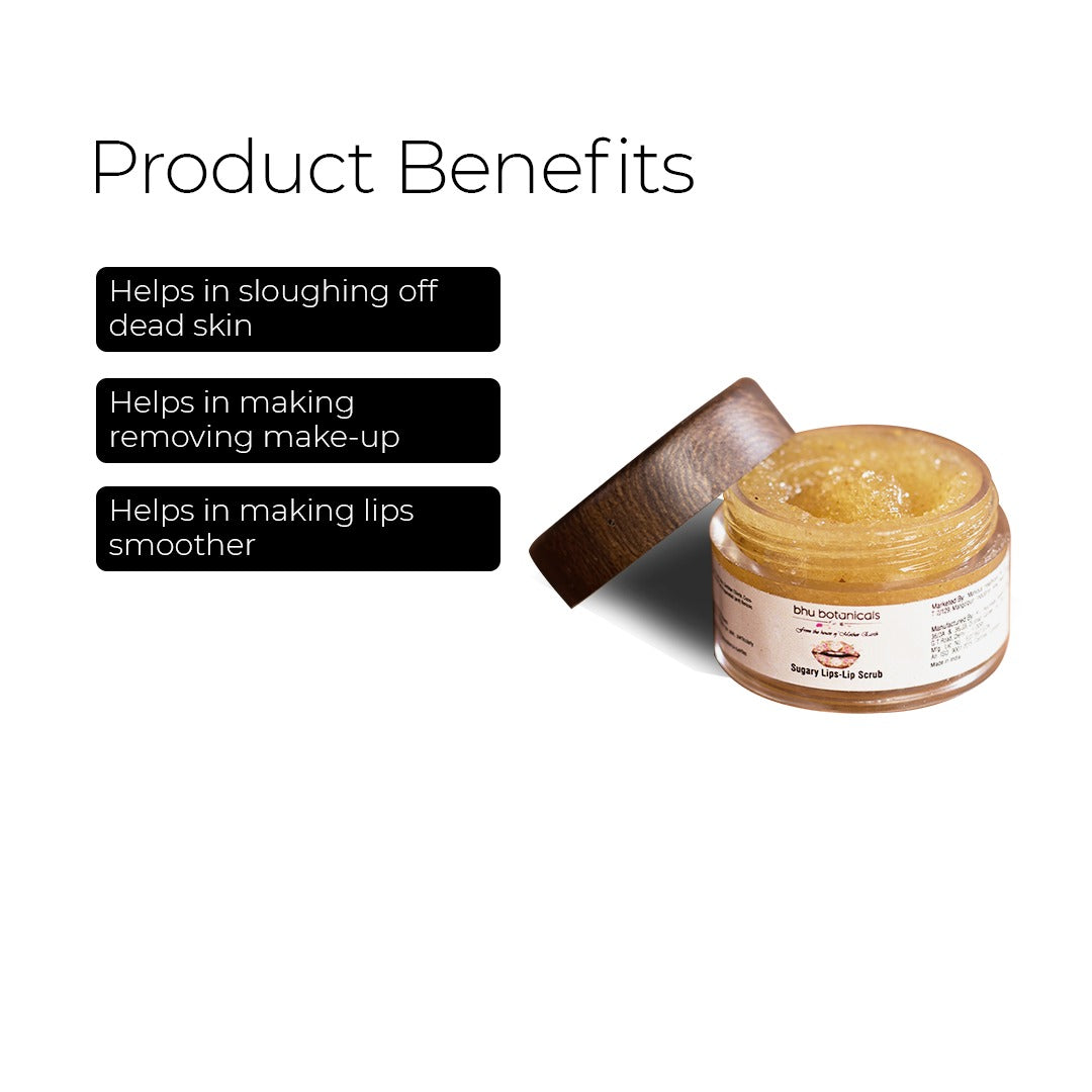 Sugary Lips-Lip Scrub (with Cane Sugar, Sunflower Oil & Mango Butter) 15gm