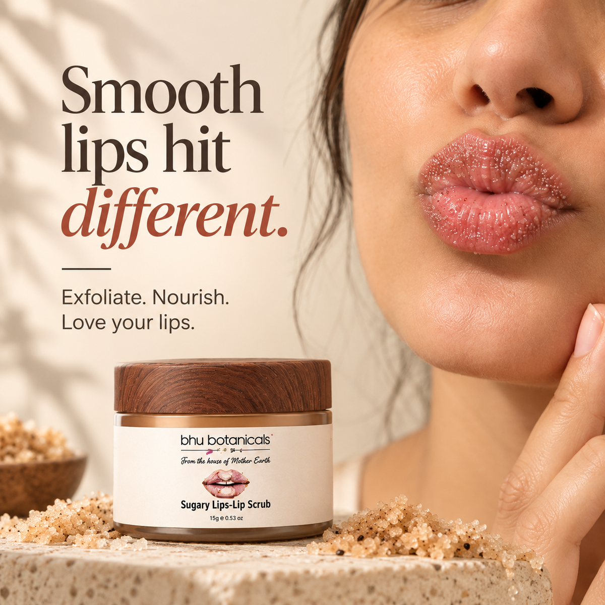 Sugary Lips-Lip Scrub (with Cane Sugar, Sunflower Oil & Mango Butter) 15gm
