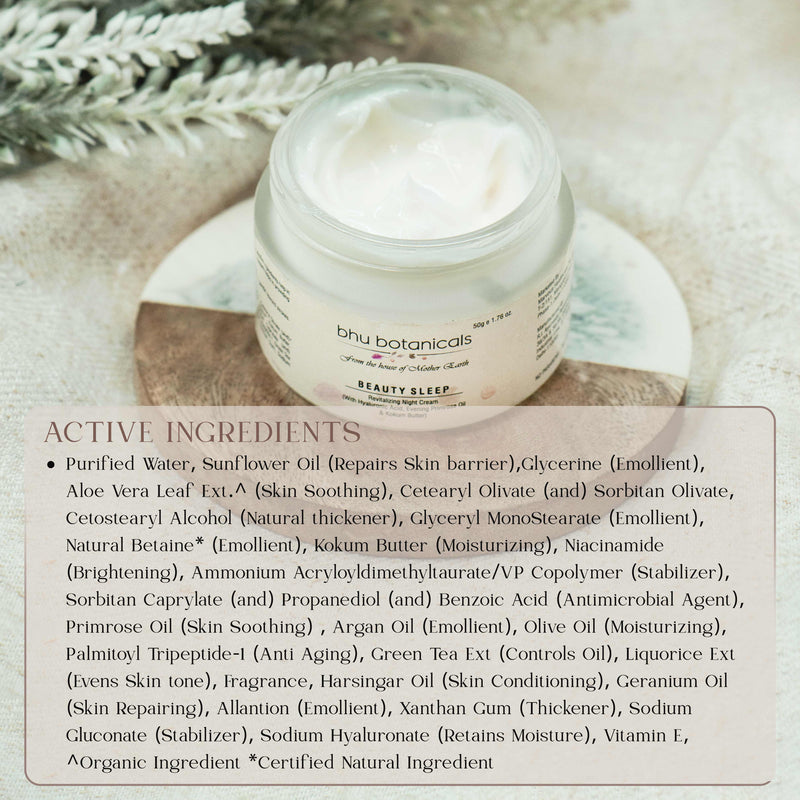 Beauty Sleep - Revitalizing Night Cream (with Hyaluronic Acid, Evening Primrose & Kokum Butter) 50g