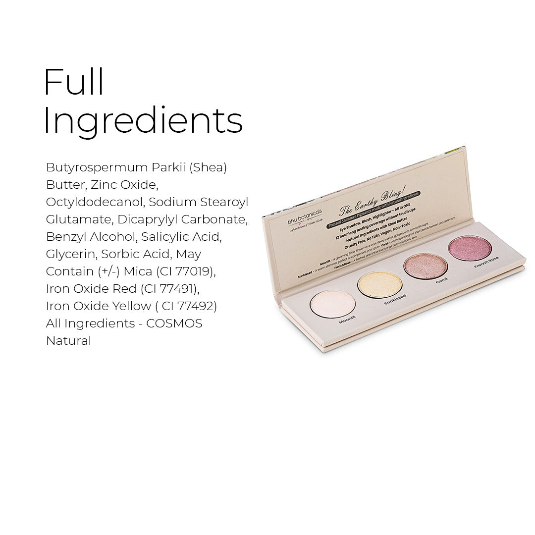 The Earthy Bling - 3 in 1 Pressed Shimmer Natural Pigments (1.7gm x 4)