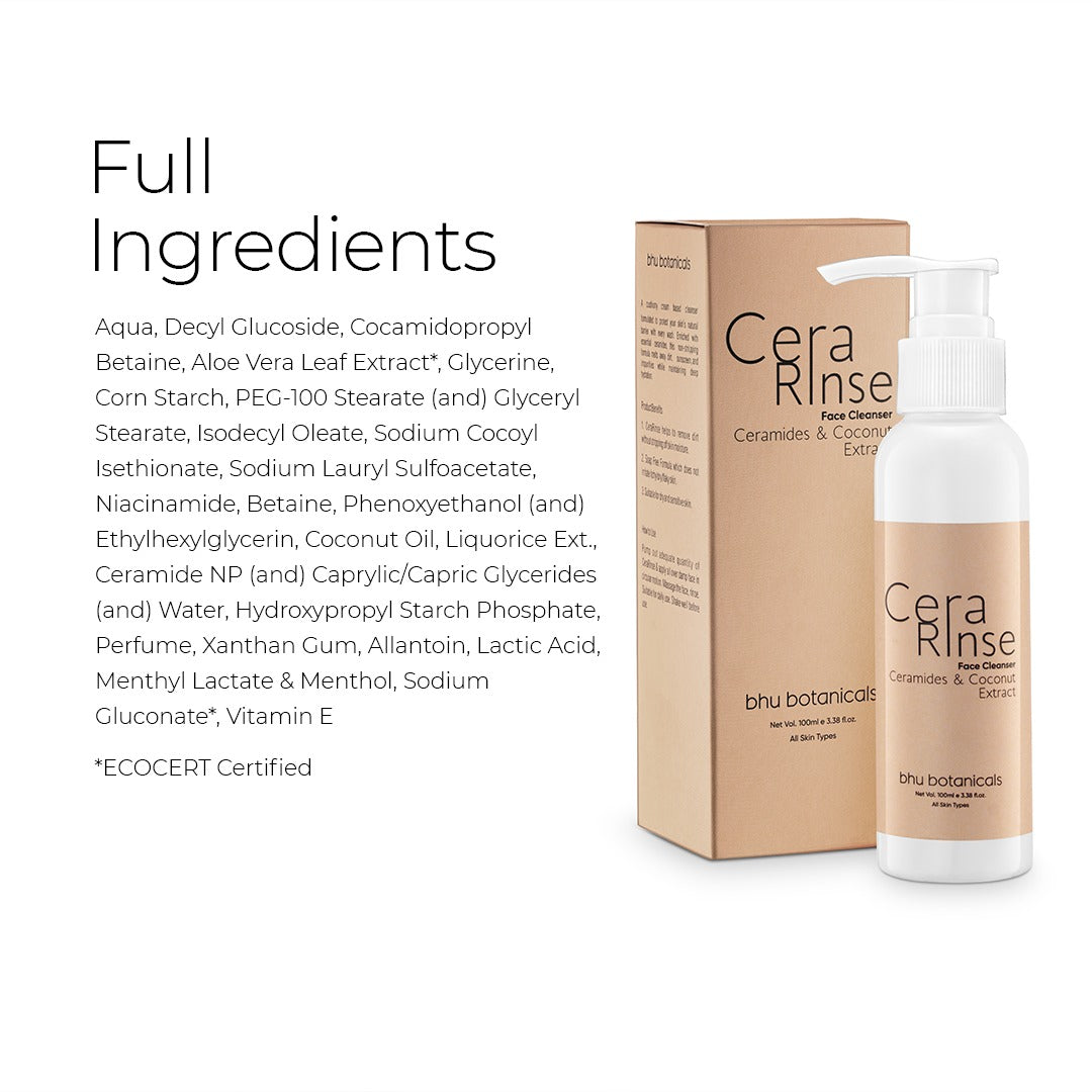 CeraRinse - Soap Free Face cleanser (Ceramides & Coconut Extract) 100ml