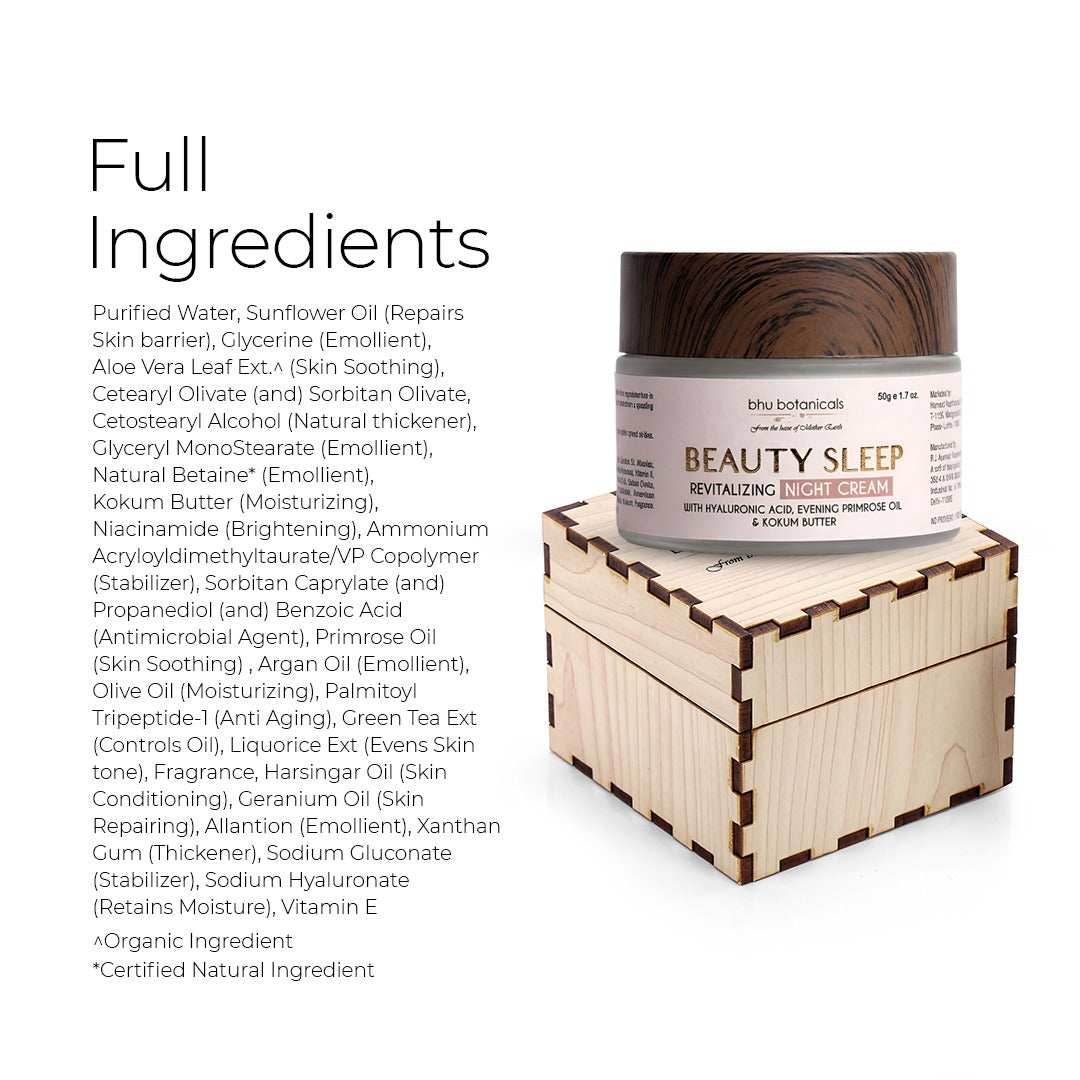 Beauty Sleep - Revitalizing Night Cream (with Hyaluronic Acid, Evening Primrose & Kokum Butter) 50g