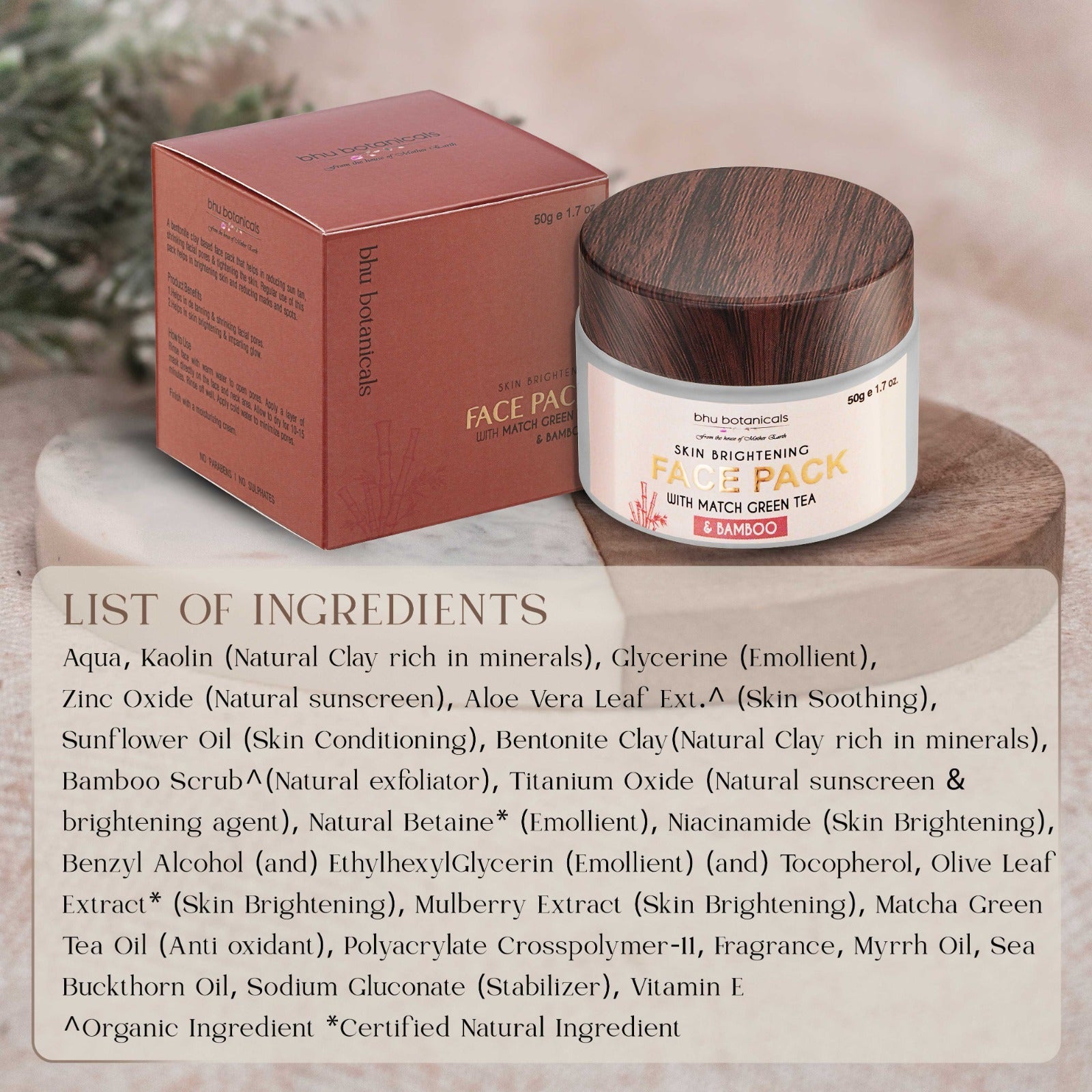 Skin Brightening Face Pack (with Matcha Green Tea & Bamboo) 50g