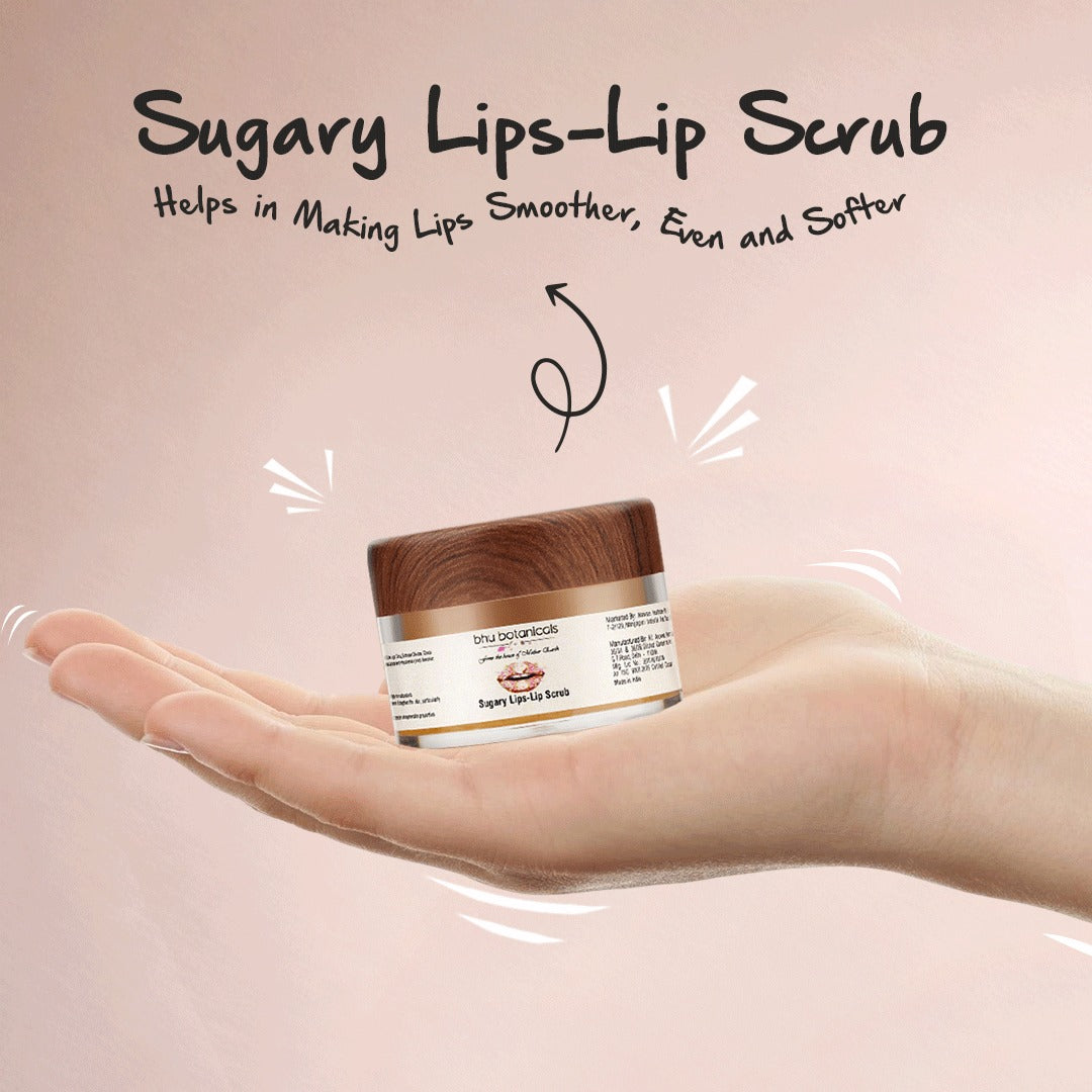 Sugary Lips-Lip Scrub (with Cane Sugar, Sunflower Oil & Mango Butter) 15gm